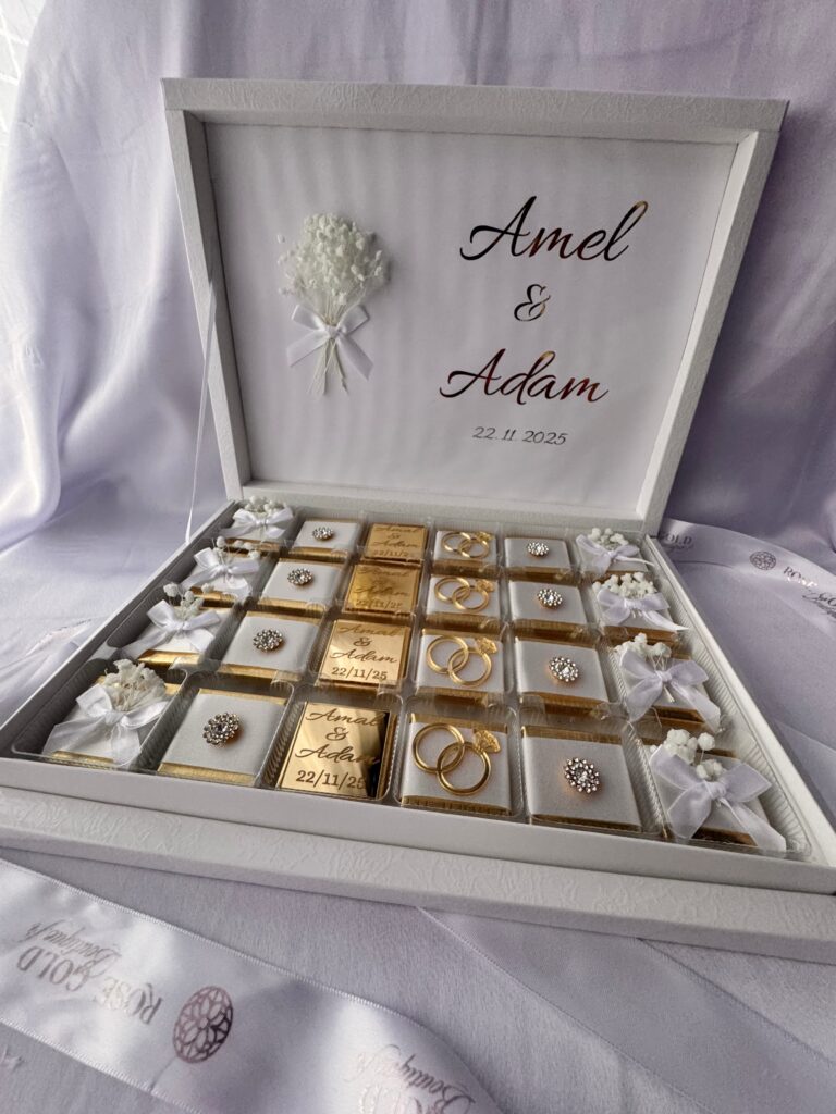 Fiançailles d’Amal & Adam — Des chocolats personnalisés pour un moment tout en douceur 3 Coffret chocolat mariage