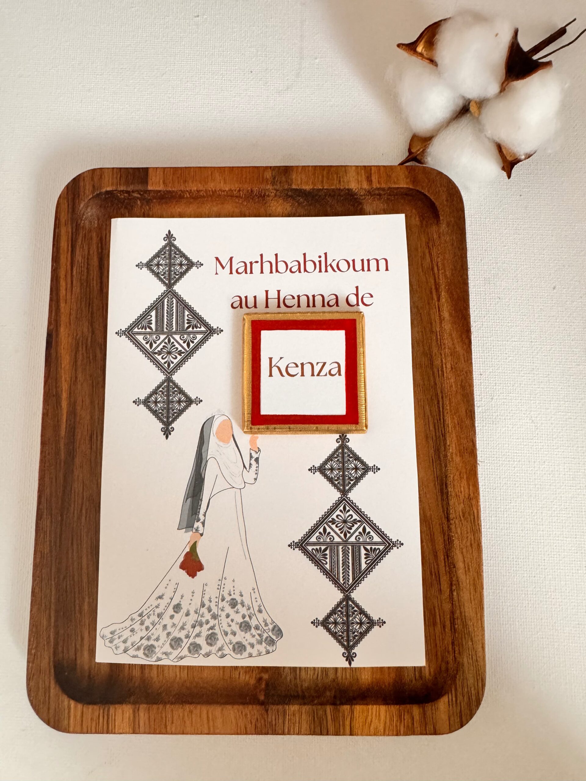 Cadeau invité – Carte personnalisée avec carrée de chocolat 3 carte chocolat henne